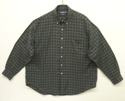 画像: 90'S RALPH LAUREN "BIG SHIRT" 同色ロゴ コットンビエラ 長袖 BDシャツ チェック柄 (VINTAGE) 「L/S Shirt」入荷しました。