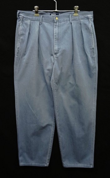 画像: 90'S RALPH LAUREN "ボックスロゴ" ツープリーツ チノパンツ ブルー USA製 (VINTAGE) 「Bottoms」入荷しました。