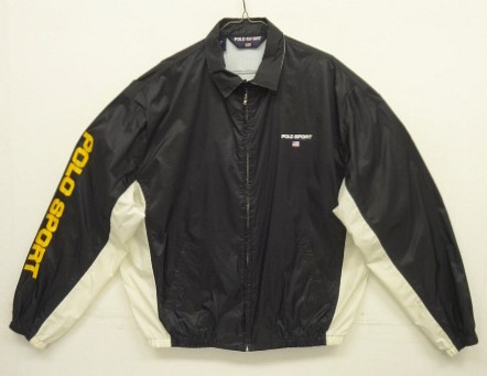 画像: 90'S RALPH LAUREN "POLO SPORT" 三角タグ チンスト付き リップストップナイロン ドリズラージャケット ブラック/ホワイト (VINTAGE) 「Jacket」入荷しました。