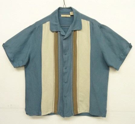画像: HAVANERA ラミー/レーヨン 半袖 オープンカラーシャツ ブルー/トープ＆ナチュラル (VINTAGE) 「S/S Shirt」入荷しました。