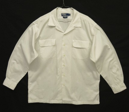 画像: 90'S RALPH LAUREN "STEWARD" ポプリン フラップ付きポケット 長袖 オープンカラーシャツ ホワイト (VINTAGE) 「L/S Shirt」入荷しました。