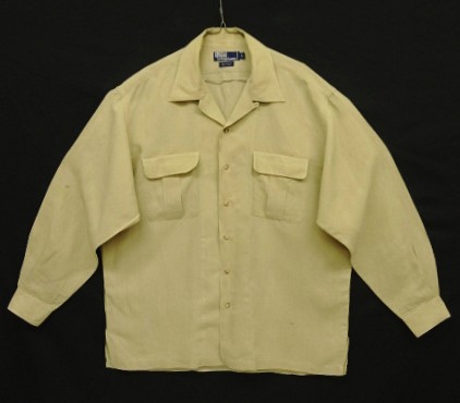 画像: 90'S RALPH LAUREN レーヨン/リネン フラップ付きポケット 長袖 オープンカラーシャツ ベージュ (VINTAGE) 「L/S Shirt」入荷しました。