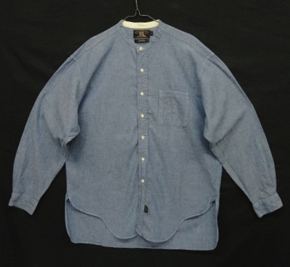 画像: 90'S RRL 初期 三ツ星タグ シャンブレー マチ付き バンドカラーシャツ ブルー (VINTAGE) 「L/S Shirt」入荷しました。