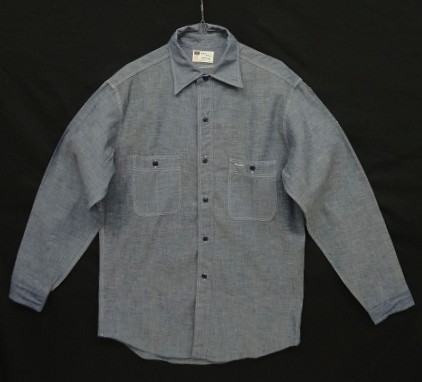 画像: 60'S SEARS コットン100% 猫目ボタン シャンブレー 長袖 ワークシャツ ブルー USA製 (DEADSTOCK) 「L/S Shirt」入荷しました。
