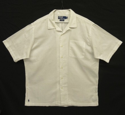 画像: 90'S RALPH LAUREN "CALDWELL" コットン 裾ロゴ 半袖 オープンカラーシャツ ホワイト (VINTAGE) 「S/S Shirt」入荷しました。