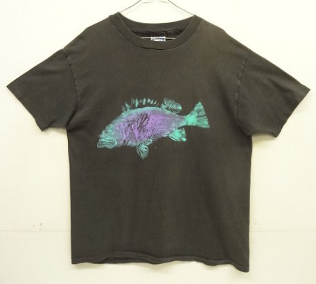 画像: 80'S FISH PRINT シングルステッチ 半袖 Tシャツ フェードブラック USA製 (VINTAGE) 「T-Shirt」入荷しました。
