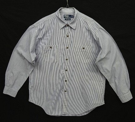 画像: 90'S RALPH LAUREN "COWBOY WORKSHIRT" コットン 長袖 ワークシャツ ストライプ柄 (VINTAGE) 「L/S Shirt」入荷しました。