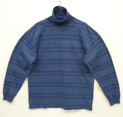 画像: 80'S BANANA REPUBLIC タートルネック 長袖 Tシャツ インディゴ/ボーダー (VINTAGE) 「T-Shirt」入荷しました。