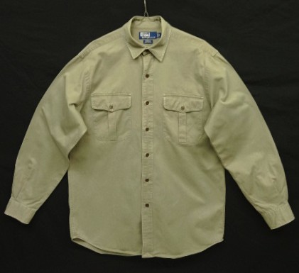 画像: 90'S RALPH LAUREN "RANGER" コットンツイル 長袖 ワークシャツ カーキ (VINTAGE) 「L/S Shirt」入荷しました。