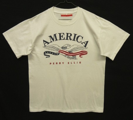 画像: 90'S PERRY ELLIS シングルステッチ 半袖 Tシャツ ホワイト (VINTAGE) 「T-Shirt」入荷しました。