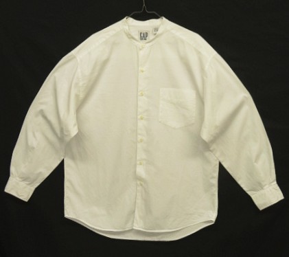 画像: 90'S GAP 旧タグ ポプリン バンドカラーシャツ ホワイト (VINTAGE) 「L/S Shirt」入荷しました。