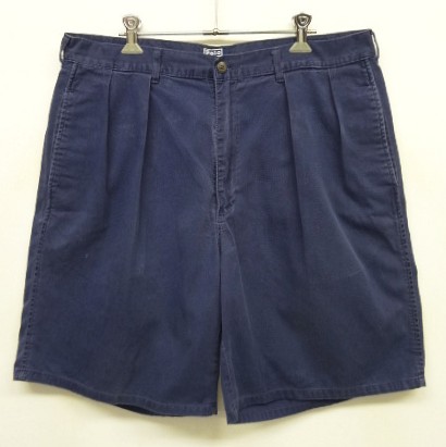 画像: 90'S RALPH LAUREN "ボックスロゴ" ツープリーツ チノショーツ ネイビー TALONジップ USA製 (VINTAGE) 「Shorts」入荷しました。