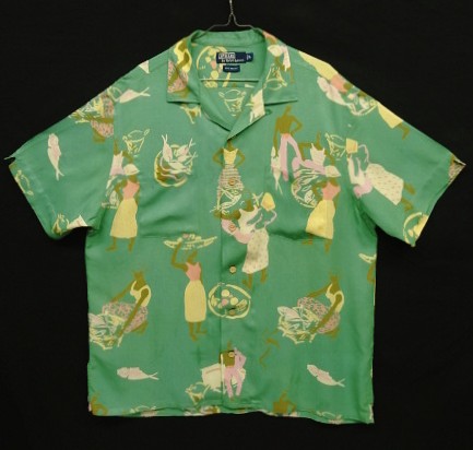 画像: 90'S RALPH LAUREN ビスコース 半袖 オープンカラーシャツ グリーン/柄 (VINTAGE) 「S/S Shirt」入荷しました。