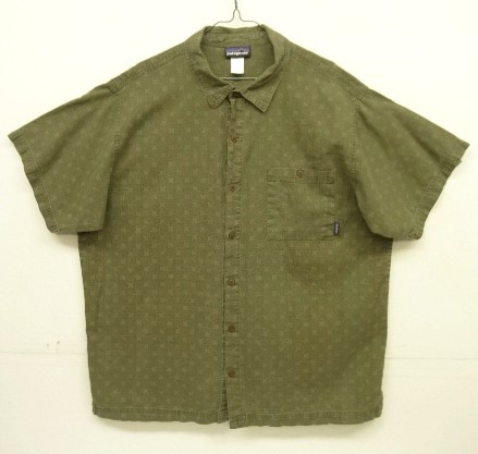 画像: 00'S PATAGONIA ヘンプ/コットン 半袖 ボックスシャツ オリーブ/総柄 (VINTAGE) 「S/S Shirt」入荷しました。