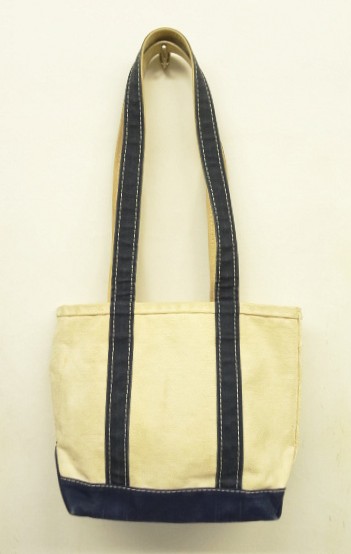 画像: 80'S LL Bean 2色タグ キャンバス ロングハンドル トートバッグ ネイビー/オフホワイト USA製 (VINTAGE) 「Bag」入荷しました。