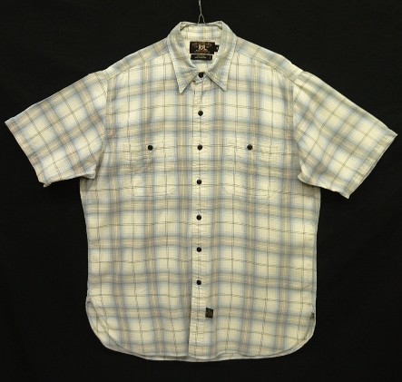 画像: 90'S RRL 三ツ星タグ チンスト＆マチ付き 猫目ボタン 半袖 ワークシャツ チェック柄 (VINTAGE) 「S/S Shirt」入荷しました。