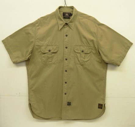 画像: 90'S RRL 三ツ星タグ チンスト＆マチ付き 猫目メタルボタン 半袖 ワークシャツ ベージュ (VINTAGE) 「S/S Shirt」入荷しました。