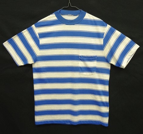 画像: 70'S UNKNOWN シングルステッチ ポケット付き 半袖 Tシャツ ブルー/ホワイト ボーダー (VINTAGE) 「T-Shirt」入荷しました。