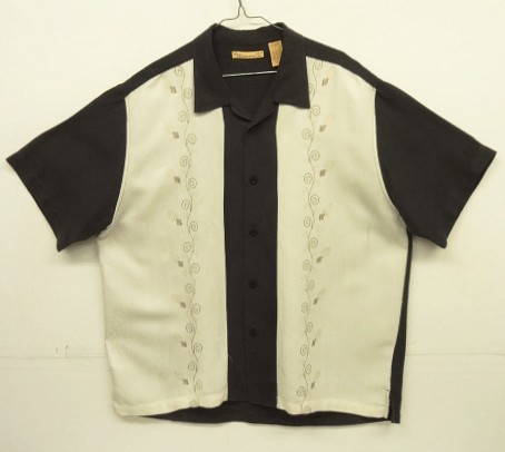 画像: THE HAVANERA CO レーヨン/ポリ 半袖 オープンカラーシャツ ブラック/オフホワイト 刺繍入り (USED) 「S/S Shirt」入荷しました。