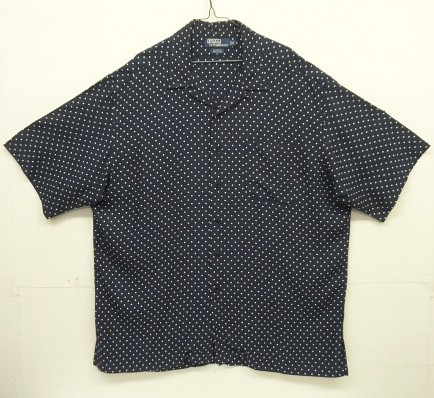 画像: 90'S RALPH LAUREN "CLAYTON" レーヨン 半袖 オープンカラーシャツ ネイビー/ポルカドット (VINTAGE) 「S/S Shirt」入荷しました。