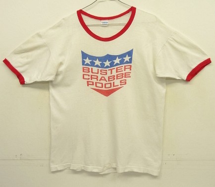 画像: 70'S CHAMPION バータグ シングルステッチ 染み込みプリント 半袖 リンガー Tシャツ ホワイト USA製 (VINTAGE) 「T-Shirt」入荷しました。