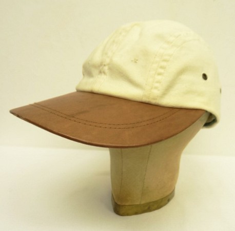 画像: 90'S EDDIE BAUER 4パネル レザー/キャンバスキャップ ブラウン/オフホワイト USA製 (VINTAGE) 「Cap」入荷しました。