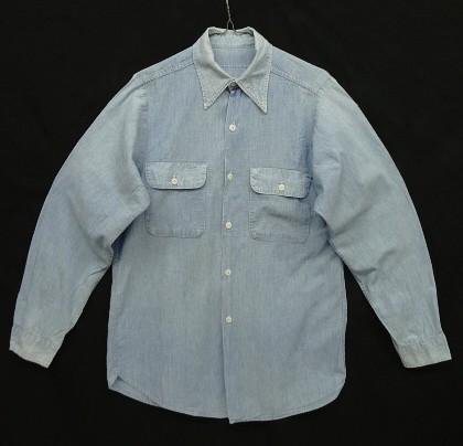 画像: 70'S UNKNOWN コットン100% 耳付きシャンブレーシャツ ブルー USA製 (VINTAGE) 「L/S Shirt」入荷しました。
