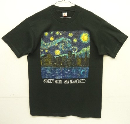 画像: 90'S VINCENT VAN GOGH "STARRY NIGHT - SAN FRANCISCO" シングルステッチ 半袖 Tシャツ ブラック USA製 (MINT CONDITION) 「T-Shirt」入荷しました。
