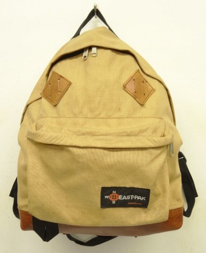 画像: 70'S EASTPAK "NEWSタグ" ボトムレザー ナイロン バックパック ベージュ USA製 (VINTAGE) 「Bag」入荷しました。