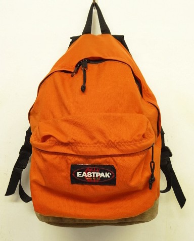 画像: 90'S EASTPAK 旧タグ ボトムレザー ナイロン バックパック オレンジ USA製 (VINTAGE) 「Bag」入荷しました。