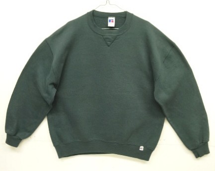 画像: 90'S RUSSELL ATHLETIC 前Vガゼット付き クルーネック スウェットシャツ ダークグリーン USA製 (VINTAGE) 「Sweat Shirt」入荷しました。