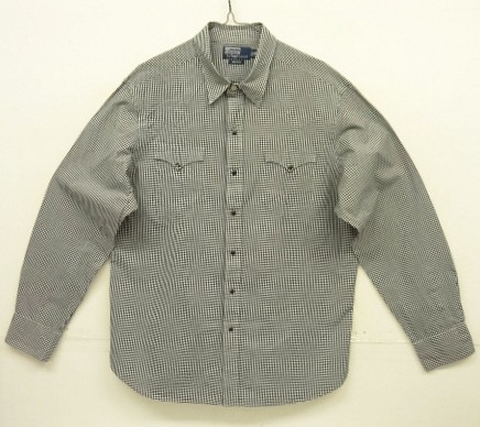 画像: 90'S RALPH LAUREN "WESTERN" ポプリン 長袖 ウエスタンシャツ ブラック/ホワイト ギンガムチェック (VINTAGE) 「L/S Shirt」入荷しました。