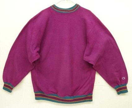 画像: 90'S CHAMPION "エラー品両袖目付き" 刺繍タグ リバースウィーブ 目無し 無地 グレープ/リブライン USA製 (VINTAGE) 「Sweat Shirt」入荷しました。
