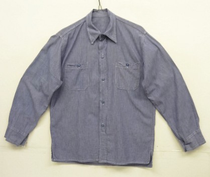 画像: 70'S アメリカ軍 US NAVY ボックス型 シャンブレーシャツ ブルー (VINTAGE) 「L/S Shirt」入荷しました。