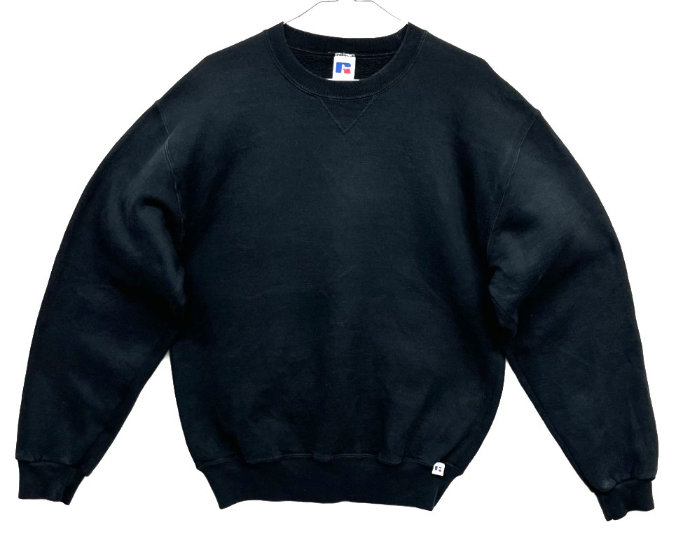 画像: 90'S RUSSELL ATHLETIC 前Vガゼット付き クルーネック スウェットシャツ ブラック (VINTAGE) 「Sweat Shirt」入荷しました。