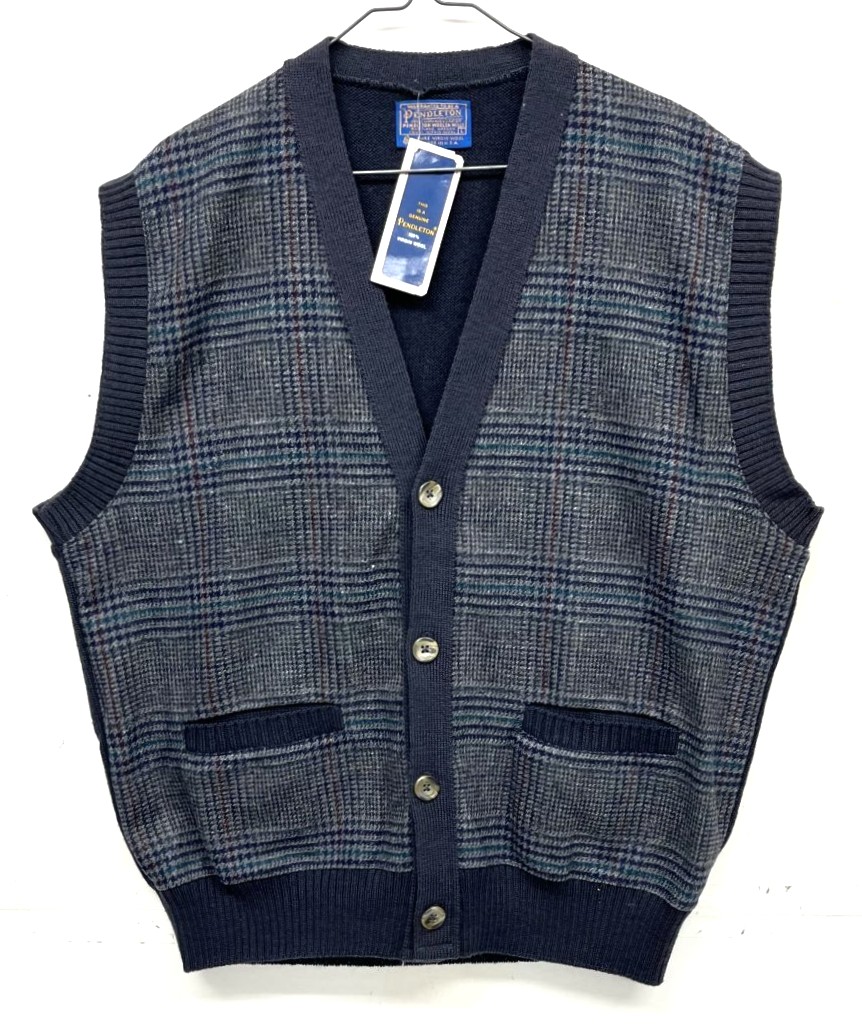 画像: 80'S PENDLETON ウール ニットベスト グレンチェック/チャコール USA製 (DEADSTOCK) 「No Sleeve」入荷しました。