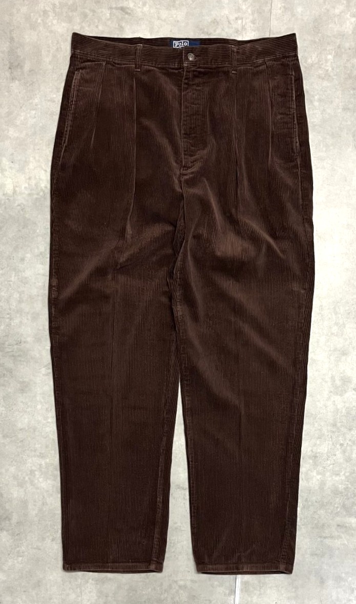 画像: 90'S RALPH LAUREN "ボックスロゴ" ツープリーツ 太畝コーデュロイパンツ ブラウン (VINTAGE) 「Bottoms」入荷しました。