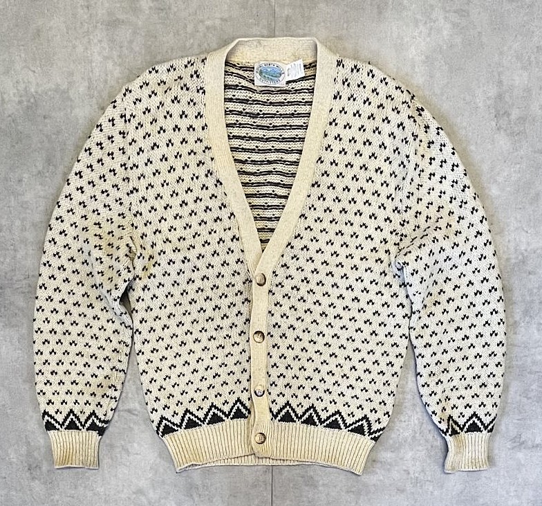 画像: 80'S ROYAL NORTH MILLS OUTFITTERS ニットカーディガン バーズアイ柄 USA製 (VINTAGE) 「Knit」入荷しました。