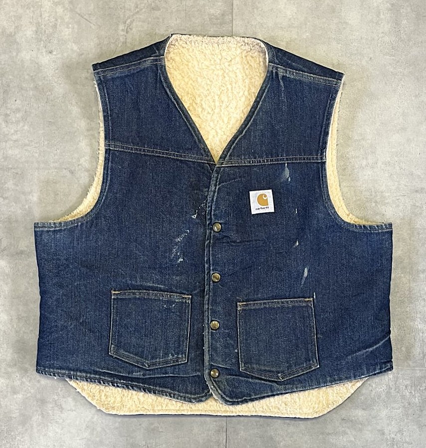 画像: 80'S CARHARTT 裏地ボア デニムベスト インディゴ USA製 (VINTAGE) 「No Sleeve」入荷しました。