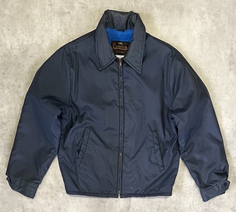 画像: 70'S CAMPUS 裏地ボア付き ナイロン ドリズラージャケット ネイビー TALONジップ USA製 (VINTAGE) 「Jacket」入荷しました。