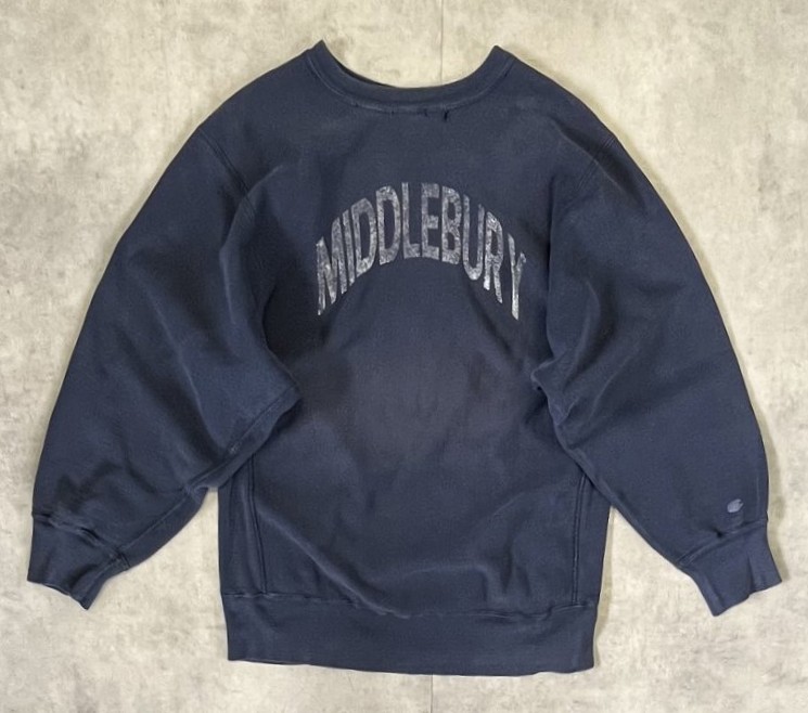 画像: 80'S CHAMPION トリコタグ リバースウィーブ フェードネイビー USA製 (VINTAGE) 「Sweat Shirt」入荷しました。