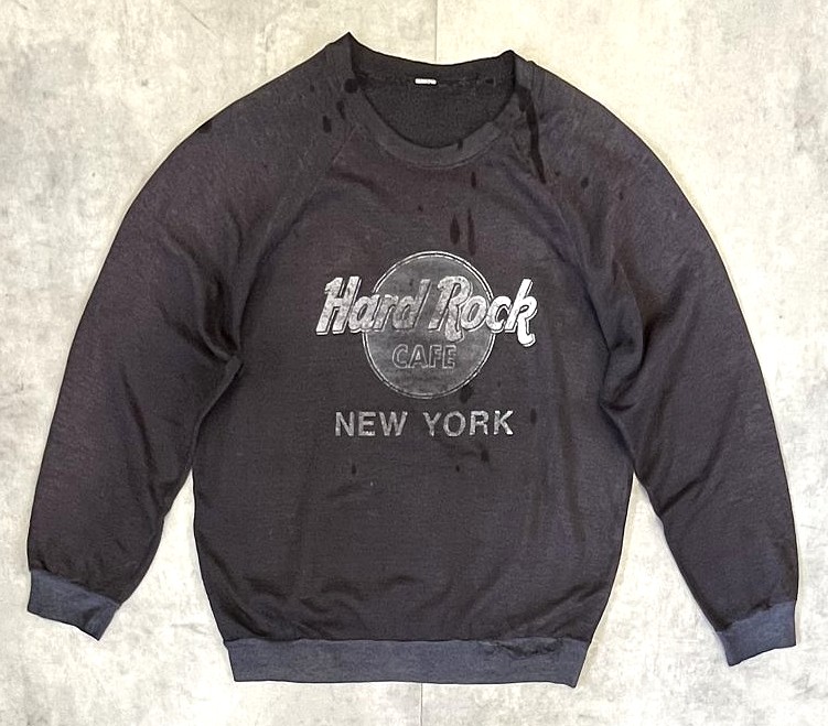 画像: 90'S HARD ROCK CAFE NEW YORK ラグランスリーブ スウェットシャツ フェードブラック (VINTAGE) 「Sweat Shirt」入荷しました。