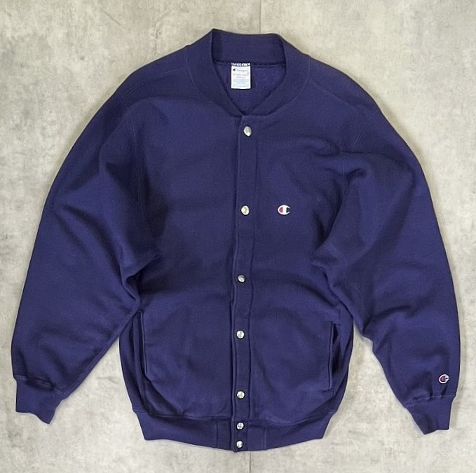 画像: 90'S CHAMPION 刺繍タグ リバースウィーブ スナップボタン カーディガン ネイビー USA製 (VINTAGE) 「Sweat Shirt」入荷しました。