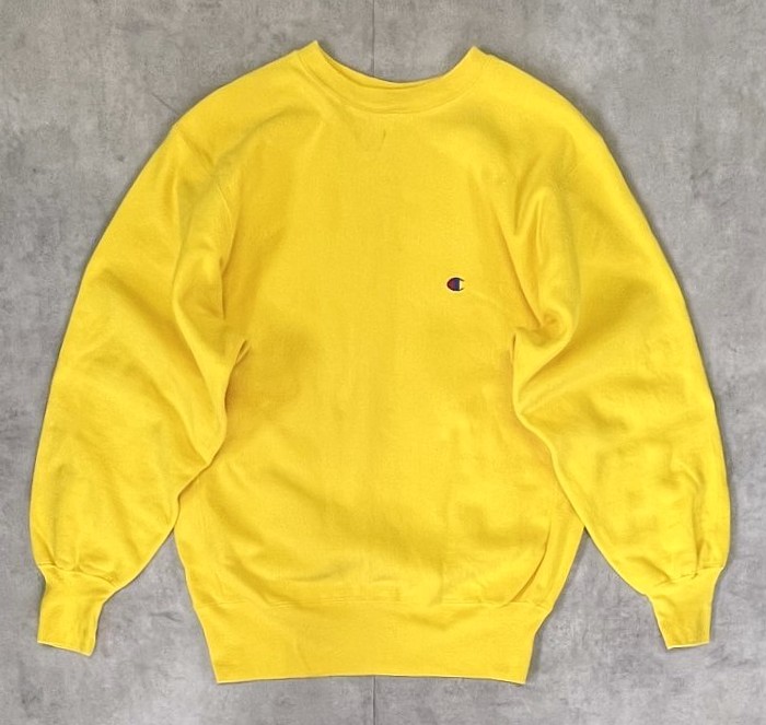 画像: 90'S CHAMPION 刺繍タグ リバースウィーブ 無地 イエローゴールド USA製 (VINTAGE) 「Sweat Shirt」入荷しました。