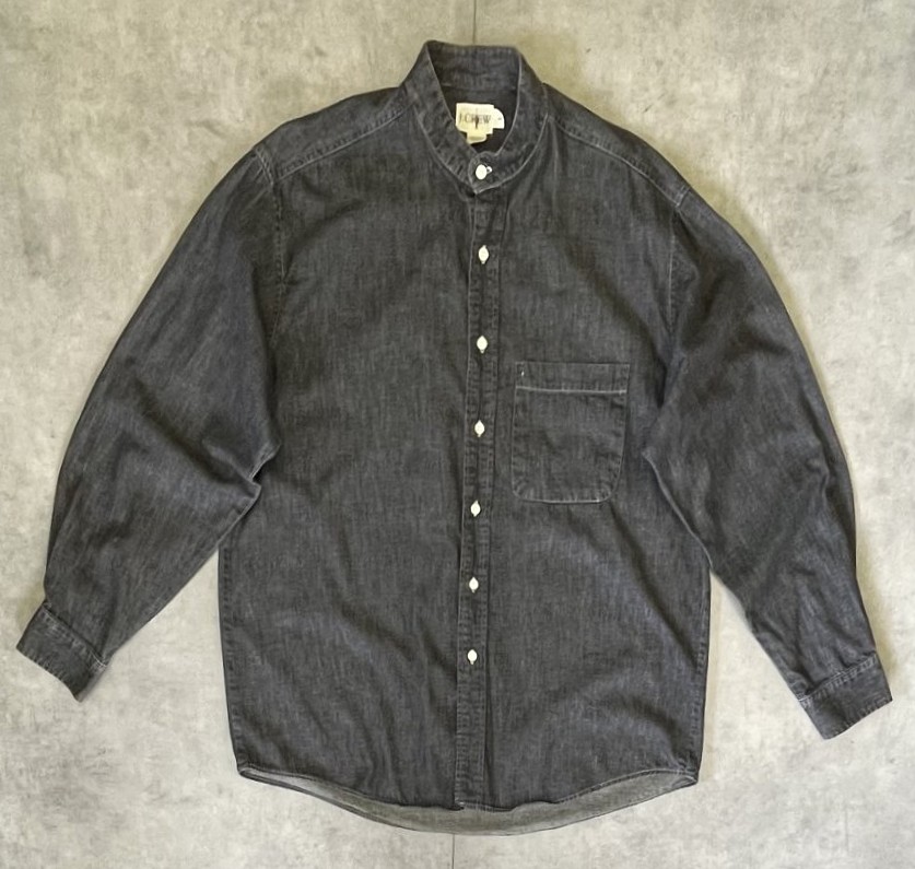 画像: 90'S J.CREW 旧タグ ブラックシャンブレー バンドカラーシャツ ブラック (VINTAGE) 「L/S Shirt」入荷しました。