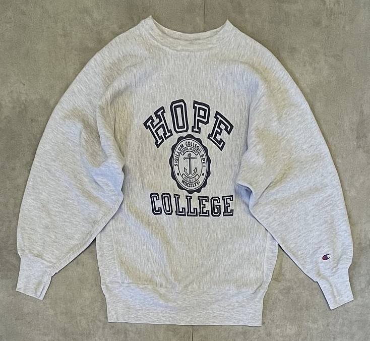 画像: 90'S CHAMPION "HOPE COLLEGE" 刺繍タグ 染み込み三段プリント リバースウィーブ グレー メキシコ製 (VINTAGE) 「Sweat Shirt」入荷しました。