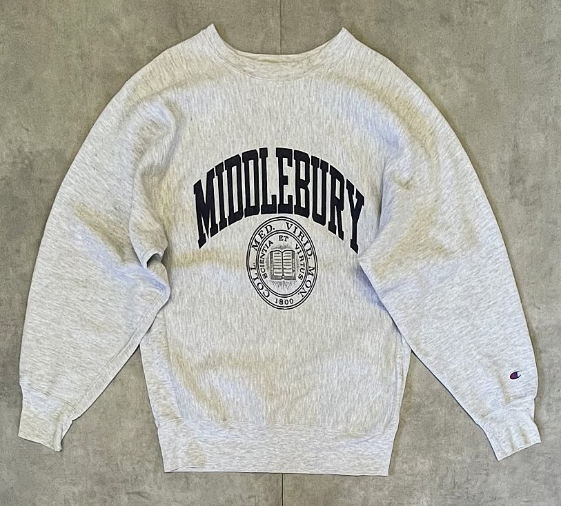 画像: 90'S CHAMPION "MIDDLEBURY" 刺繍タグ リバースウィーブ グレー USA製 (VINTAGE) 「Sweat Shirt」入荷しました。