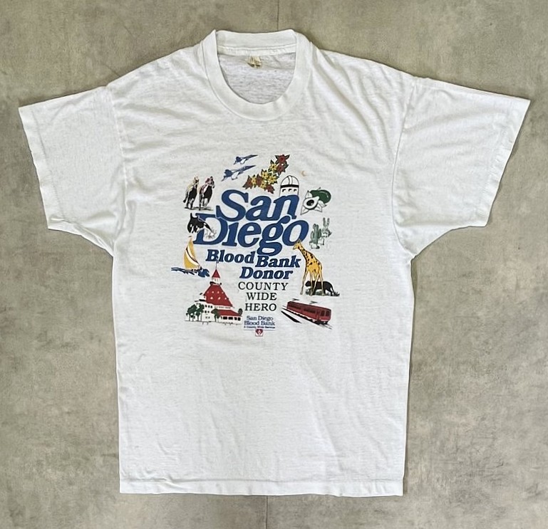 画像: 80'S SAN DIEGO BLOOD BANK シングルステッチ 半袖 Tシャツ ホワイト USA製 (VINTAGE) 「T-Shirt」入荷しました。