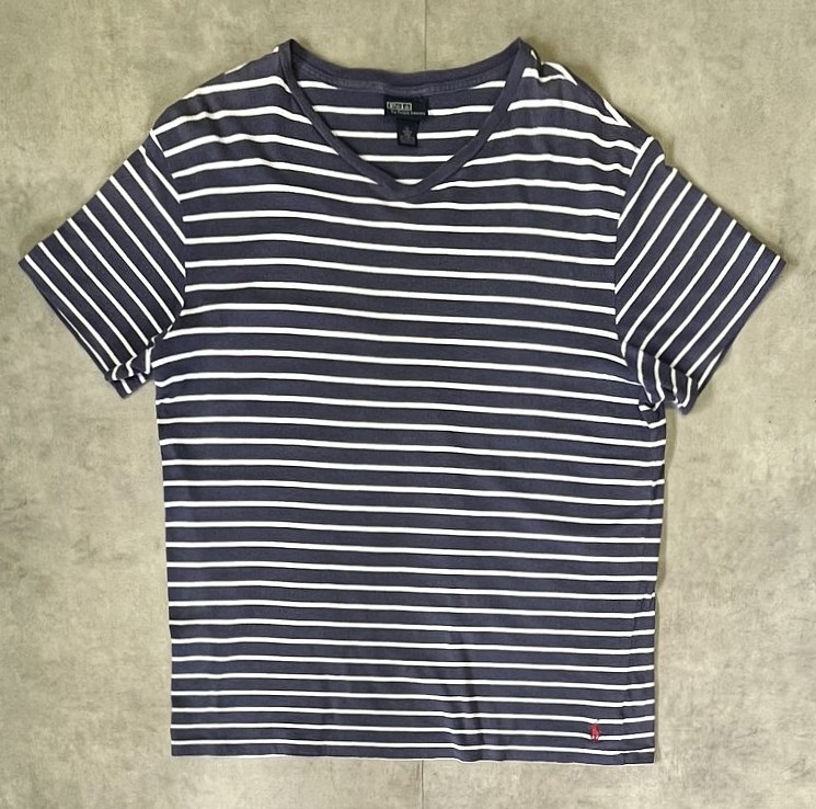 画像: 90'S RALPH LAUREN シングルステッチ 裾ロゴ 半袖 Tシャツ ボーダー柄 (VINTAGE) 「T-Shirt」入荷しました。
