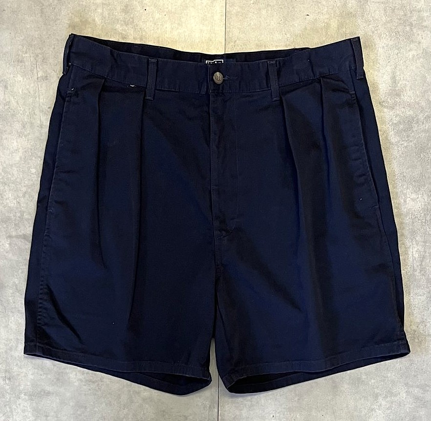 画像: 90'S RALPH LAUREN "ボックスロゴ" ツープリーツ チノショーツ ネイビー TALONジップ USA製 (VINTAGE) 「Shorts」入荷しました。